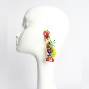 VTG Mam Fruit Salad Earrings Drop Dangle Pierced Summer Color Statement